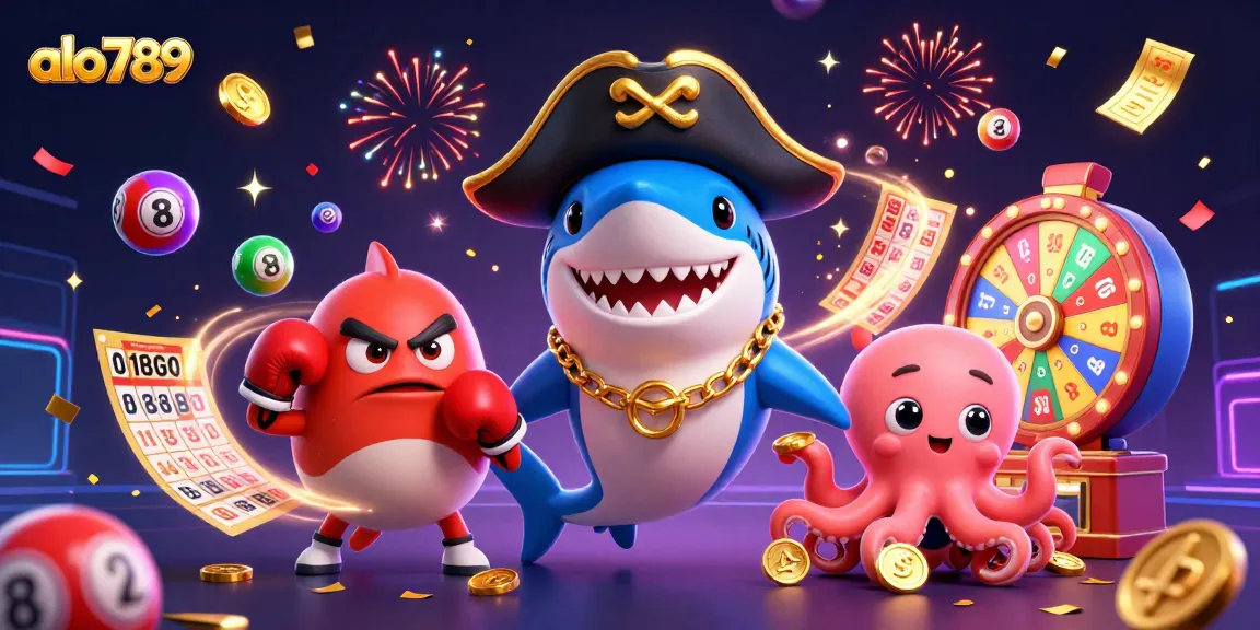Experience excitement at alo789 with vibrant lottery elements and playful sea creatures.
