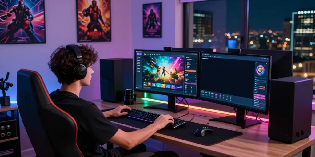 Dynamic gaming platform showcasing qqmacan alternatif with vibrant graphics and engaging accessories.