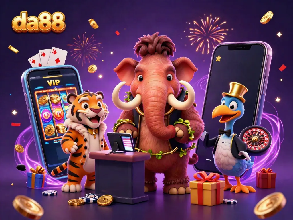 Experience the thrill of da88 with iconic characters in a vibrant casino setting.