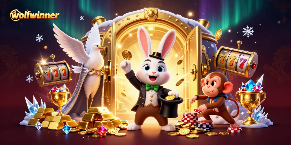 Experience the excitement of wolfwinner through a vibrant 3D illustration of casino magic and fortune.