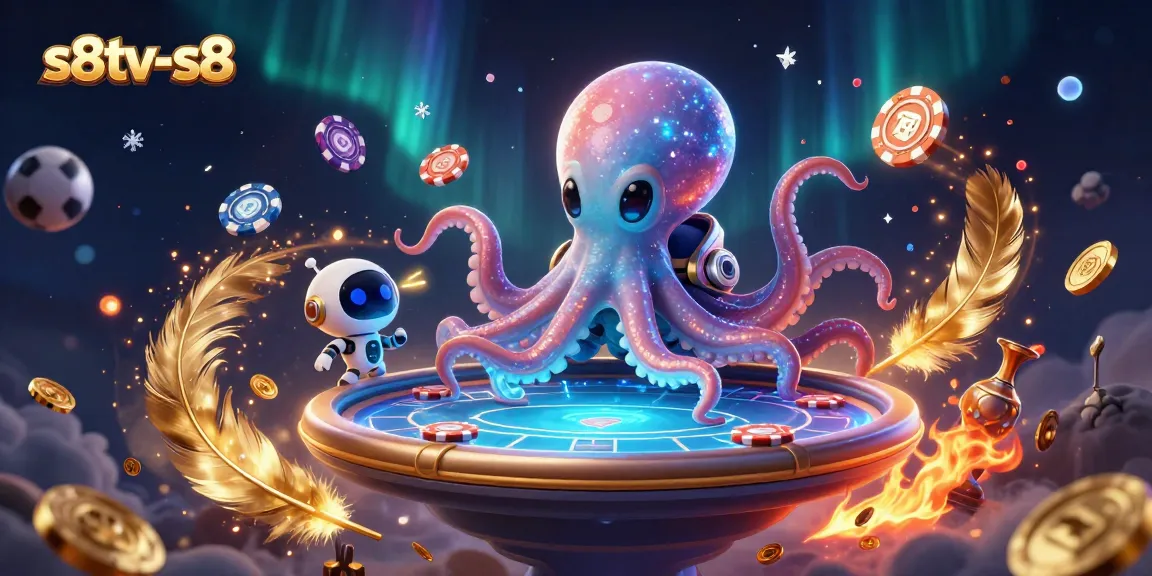 Experience thrilling gaming with s8tv-s8, where an alien octopus operates a holographic betting table.