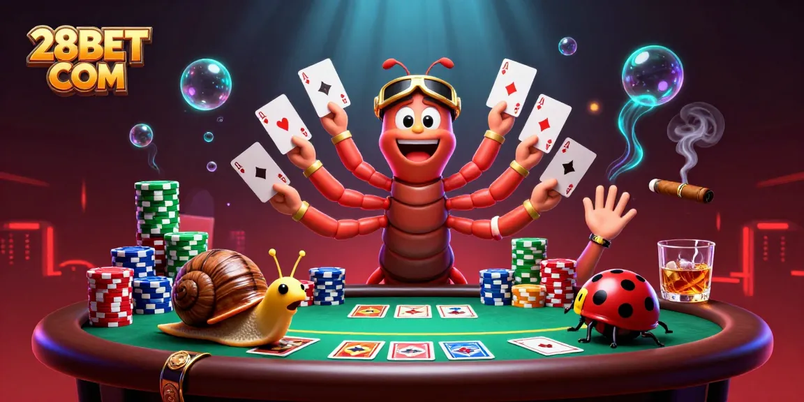 Engage with the 28BET COM casino, featuring exciting game elements and vibrant characters.