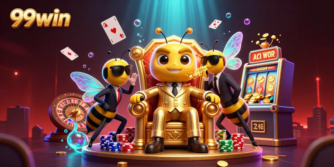 Experience the thrill of gambling with 99win, featuring dynamic casino elements in a vibrant setting.