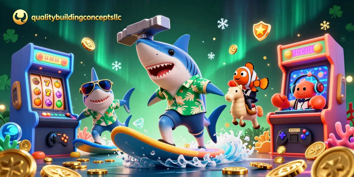 Experience exhilarating wins with qualitybuildingconceptsllc's vibrant 3D casino scene featuring dynamic characters and slot elements.