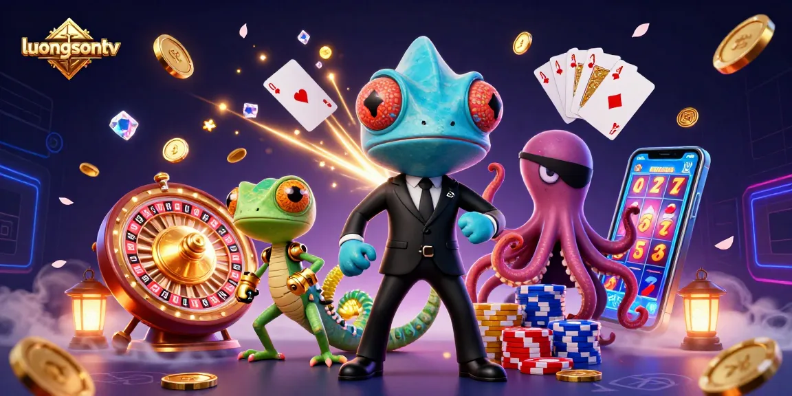 Experience vibrant excitement with luongsontv in a dynamic casino-themed scene featuring rich gambling elements.
