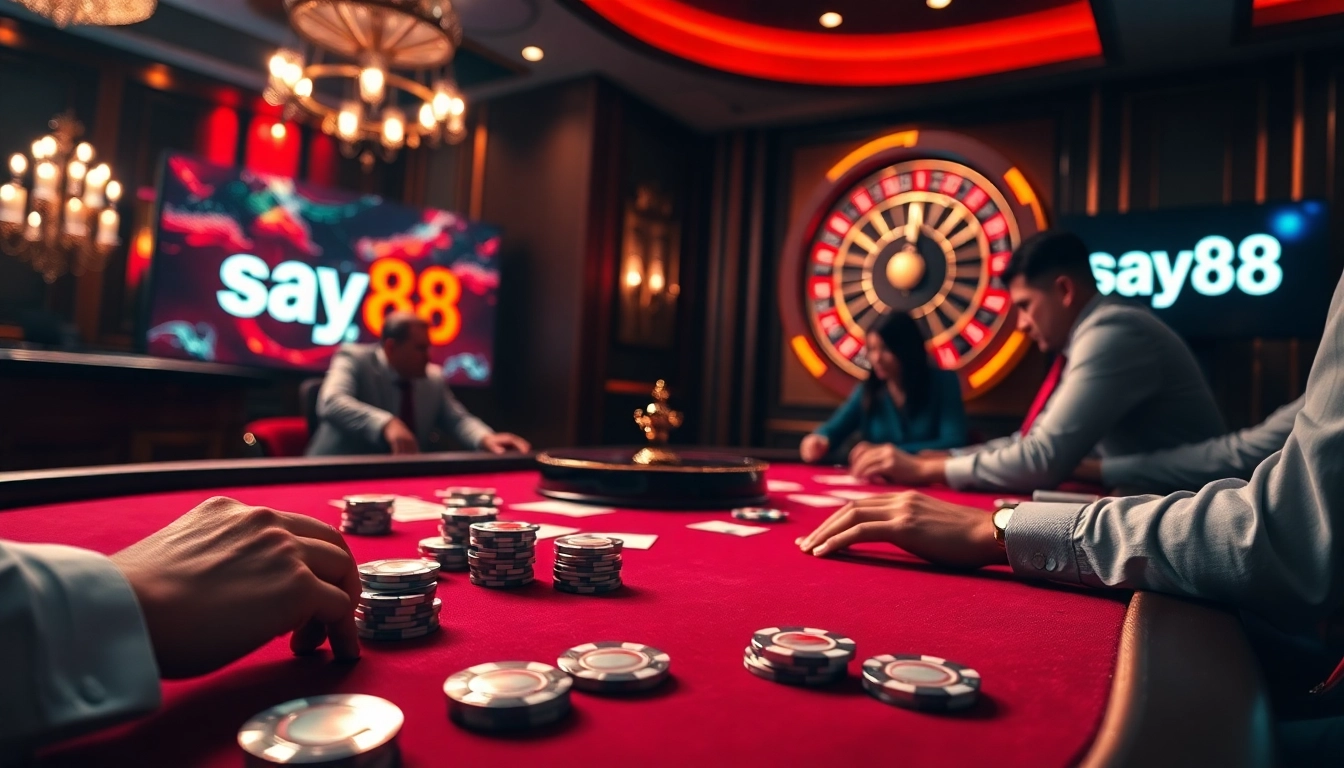 Experience the thrill of winning at say88 with our vibrant poker table setup.