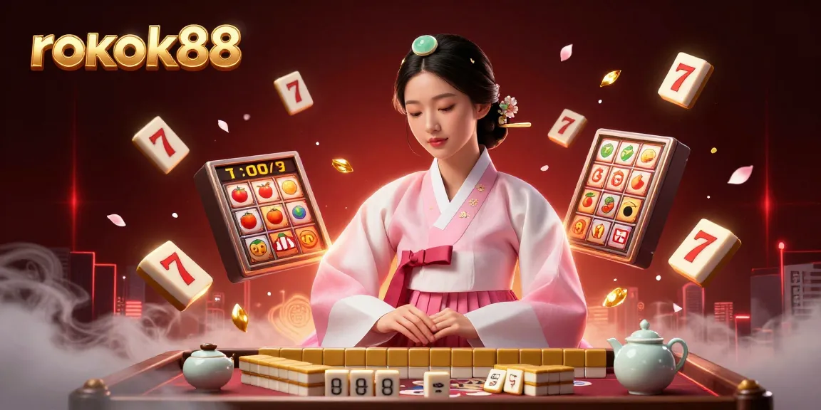 Experience the thrill of winning with rokok88 in this vibrant 3D casino illustration featuring dynamic slot reels.
