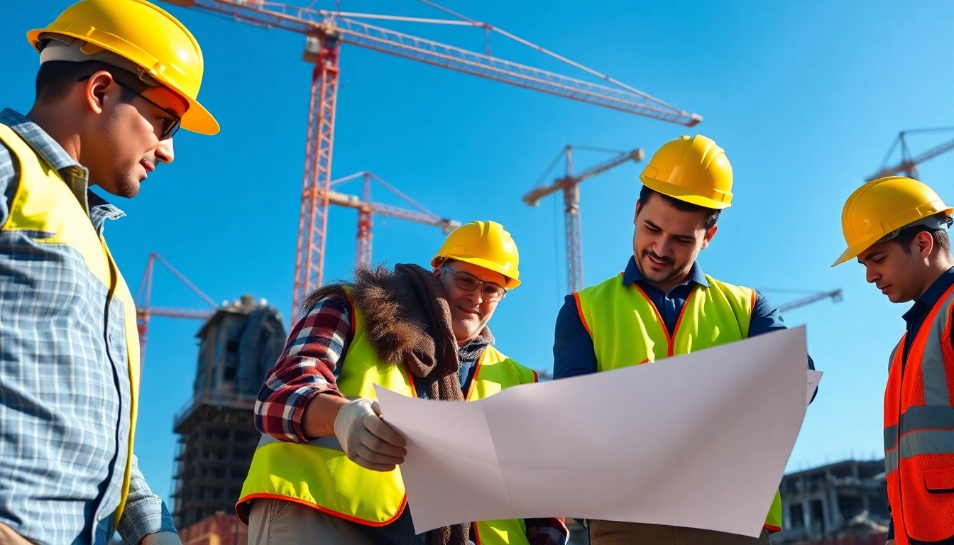 Workers engaging in a construction career on-site, showcasing teamwork and industry progress.