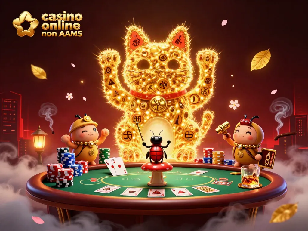 Gioco emozionante nei casino online non AAMS con simboli vincenti e un gatto fortunato.