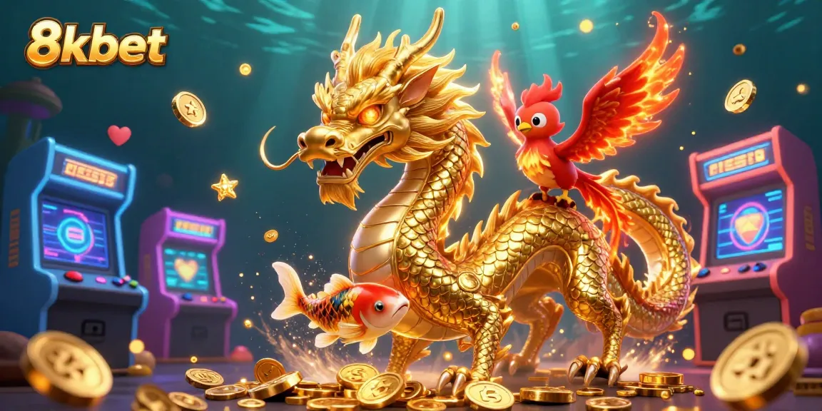 Experience the excitement of 8xbet with a stunning 3D illustration of a dragon and phoenix