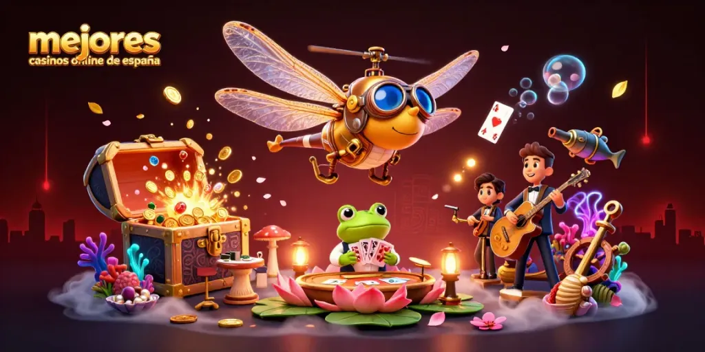 Mejores casinos online de España con una escena de casino vibrante y temática de aventura.