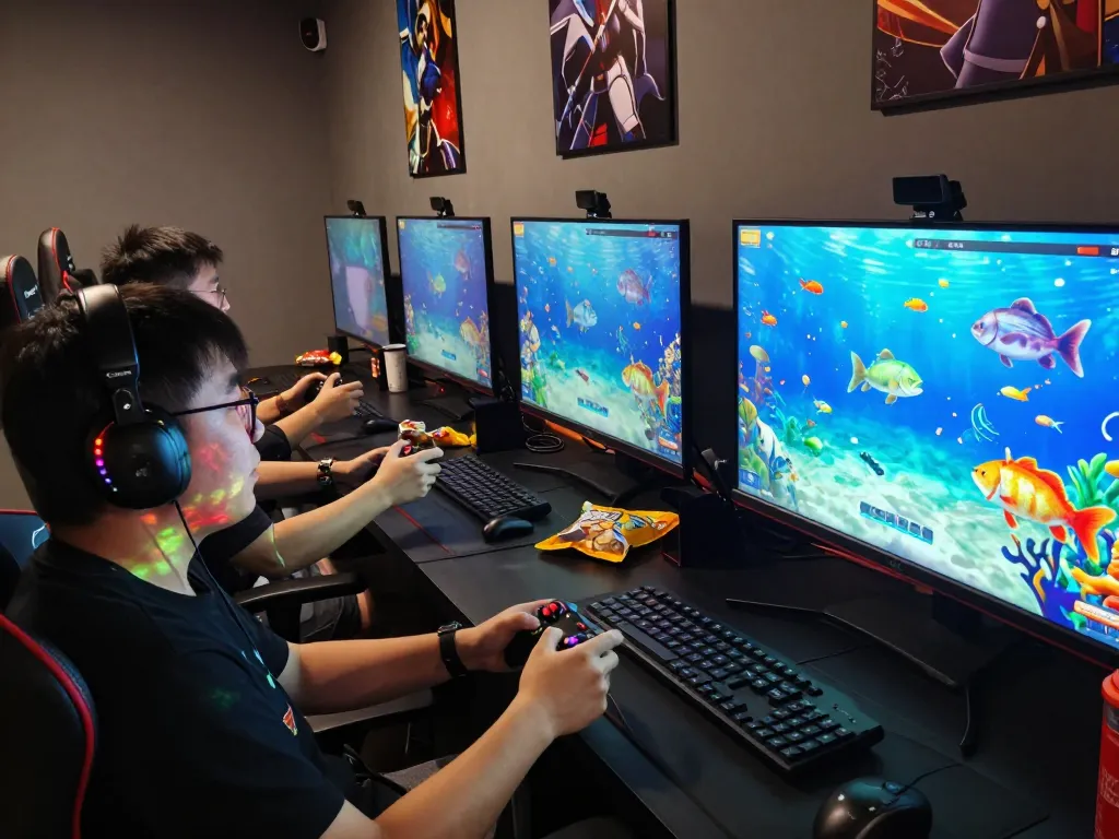 Exciting gameplay of Game bài hubet88 with players focused on underwater graphics in a modern gaming environment.