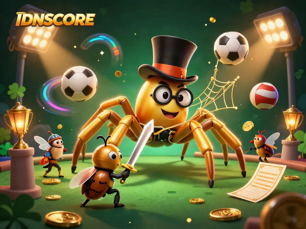 IDNSCORE captivates with a golden tarantula weaving excitement in a vibrant 3D casino scene