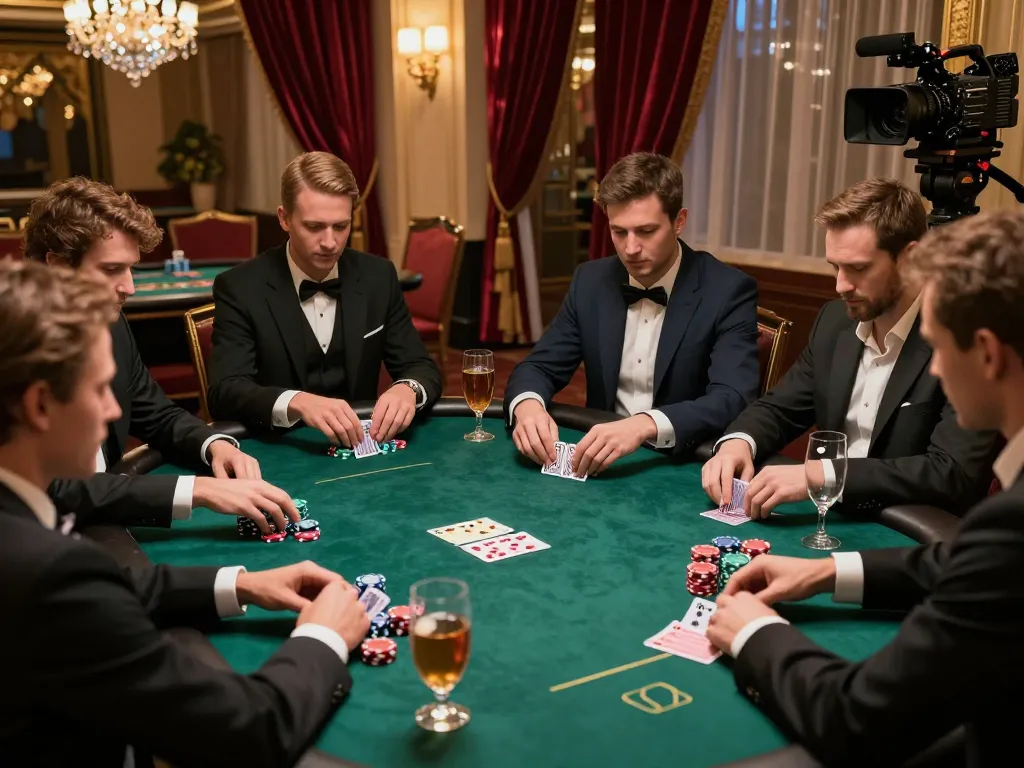 Players engaged in a high-stakes poker game at XX88, showcasing strategic moves and an upscale casino atmosphere.