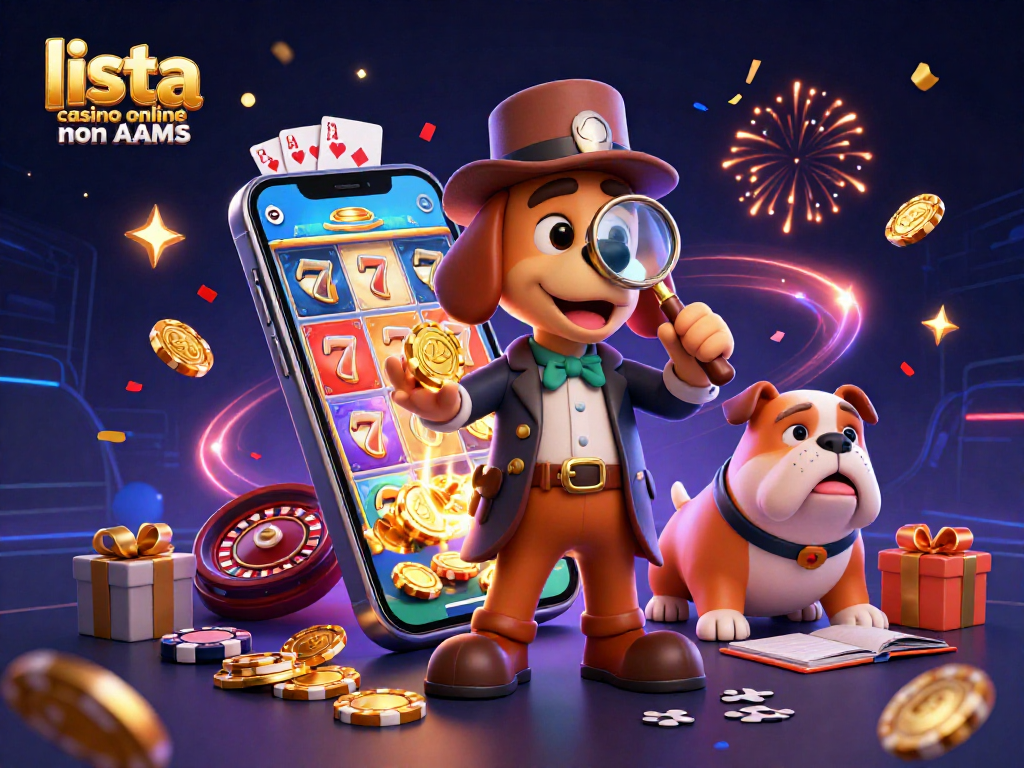 Scopri la lista casino online non AAMS con personaggi animati che esaminano indizi a tema poker.