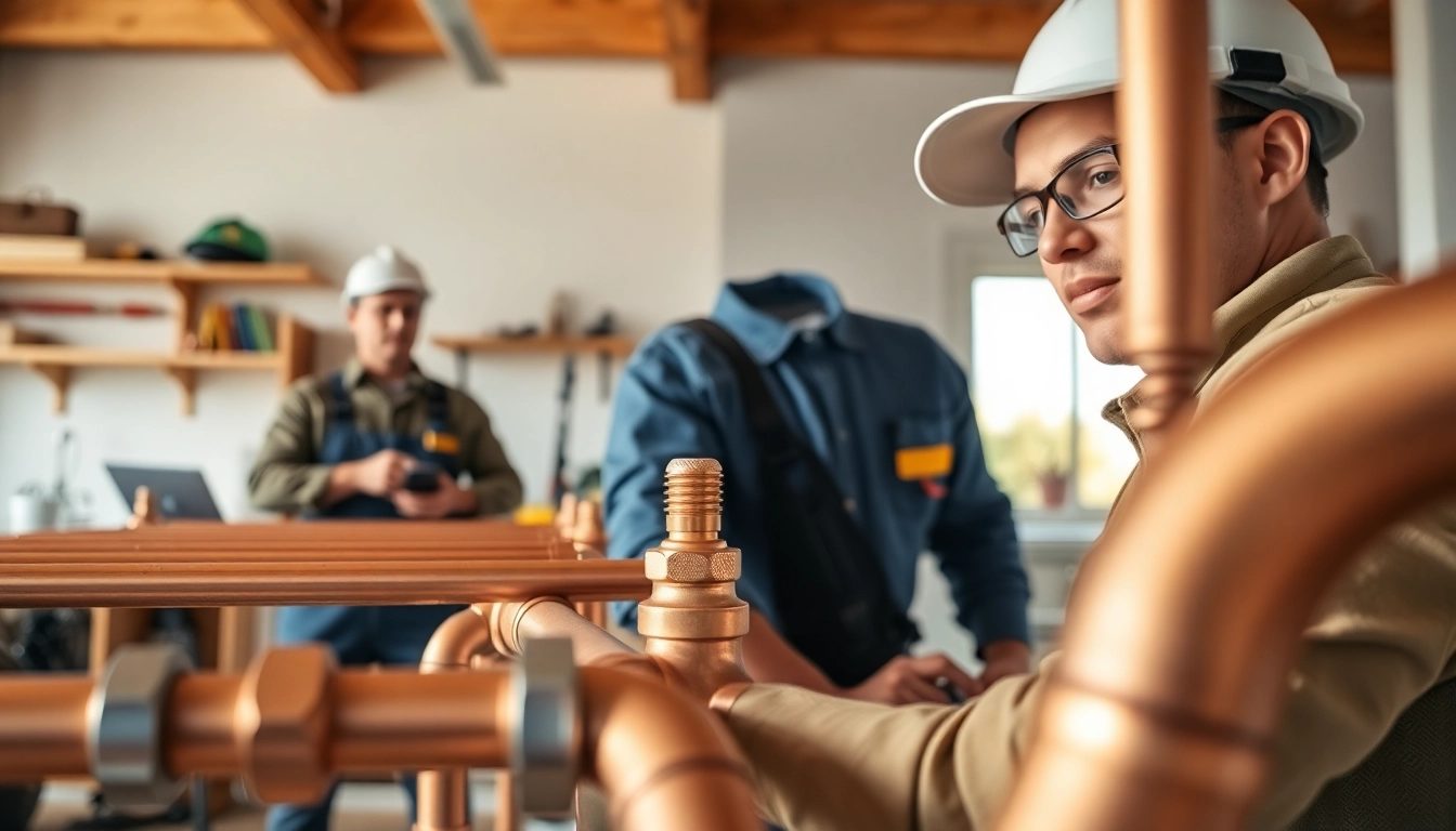 Plumbers performing whole house repiping services Tampa with high-quality materials in a modern home.