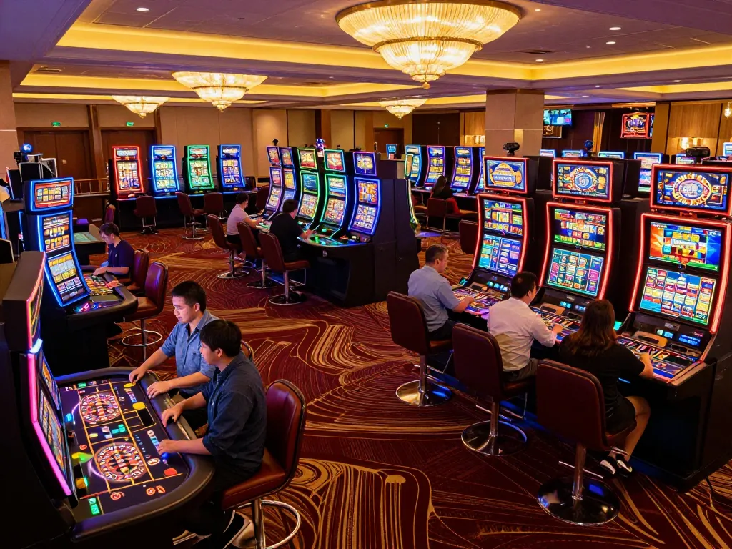 Players actively engaging in casino games at god55vn, showcasing exciting betting action and vibrant atmosphere.