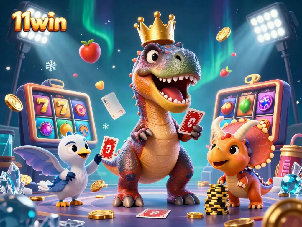 Experience thrilling fun at 11win with vibrant cartoon characters and dynamic slot game elements.