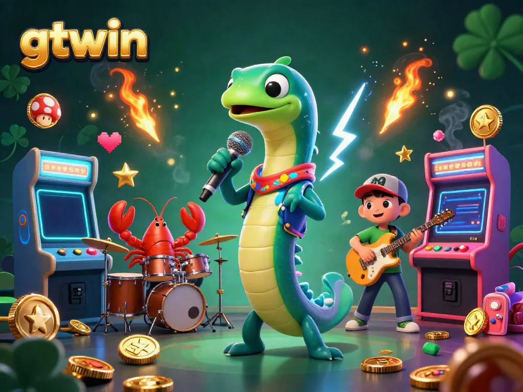 Experience the electrifying atmosphere of gtwin's underwater casino with vibrant characters and dynamic game elements.