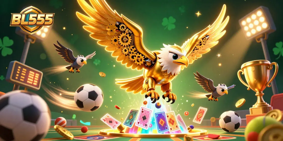 Experience exhilarating gaming moments with BL555's vibrant 3D scene filled with action and rewards.
