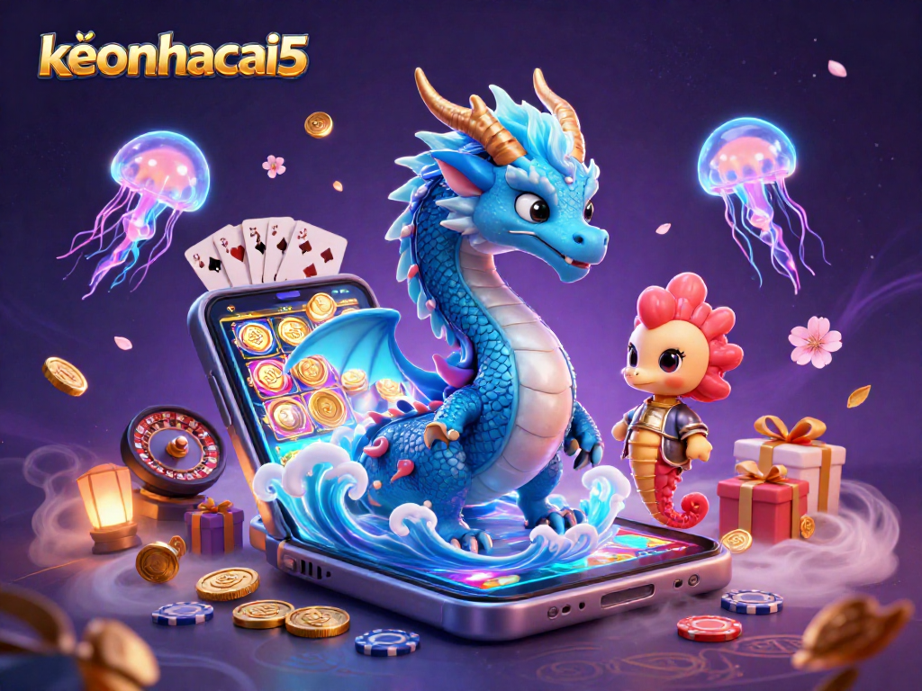 Experience thrilling chances with keonhacai5 as a dragon, seahorse, and jellyfish introduce epic gaming.