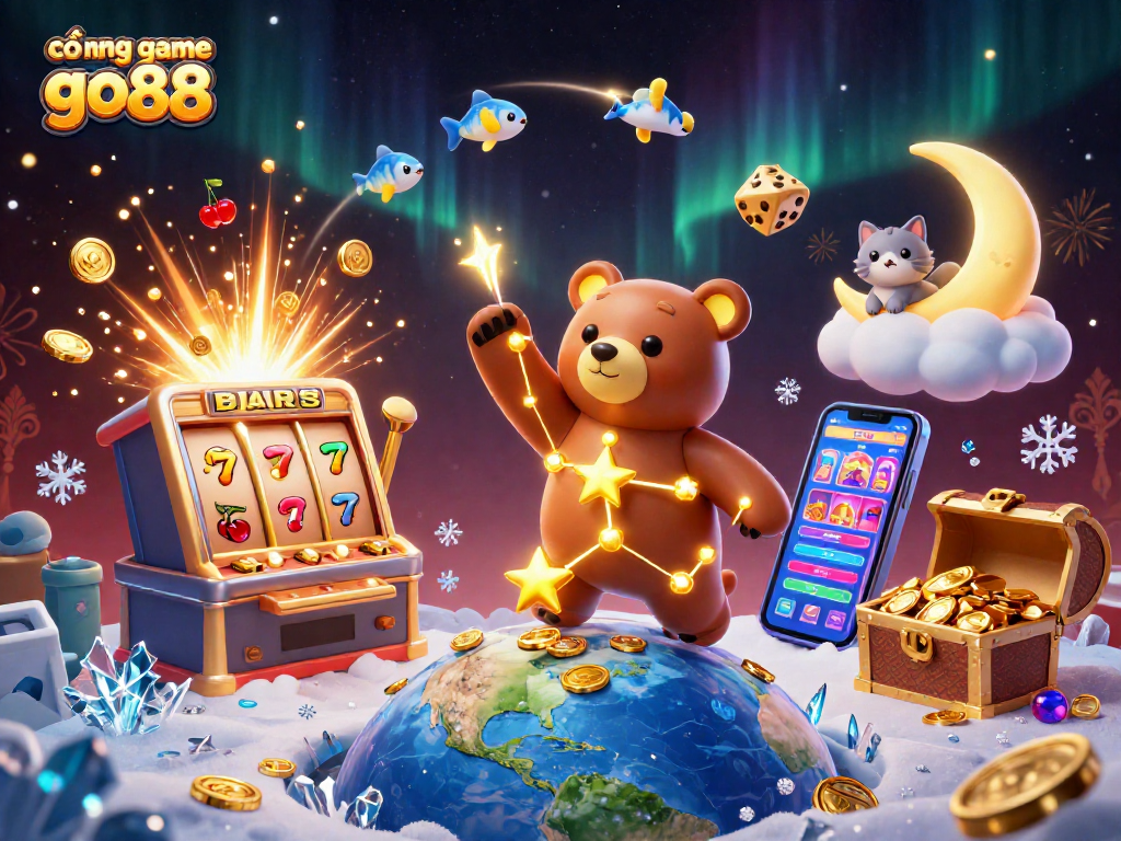 Khám phá cổng game go88 với những trò chơi hấp dẫn và giải thưởng lớn từ máy slot với họa tiết rực rỡ.