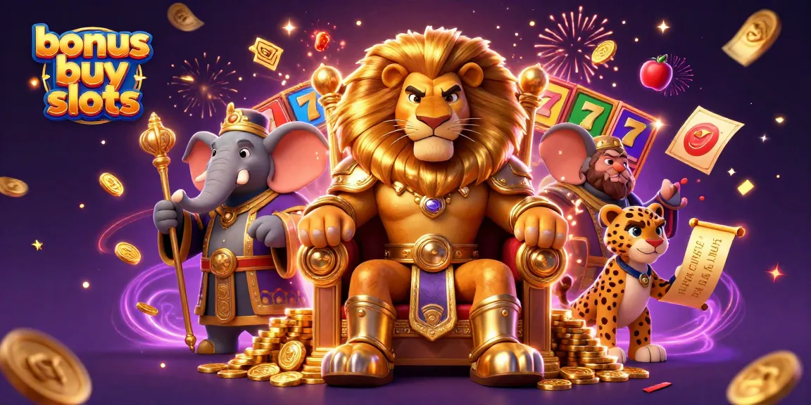 Experience thrilling bonus buy slots with king, advisor, and messenger in a vibrant casino scene.