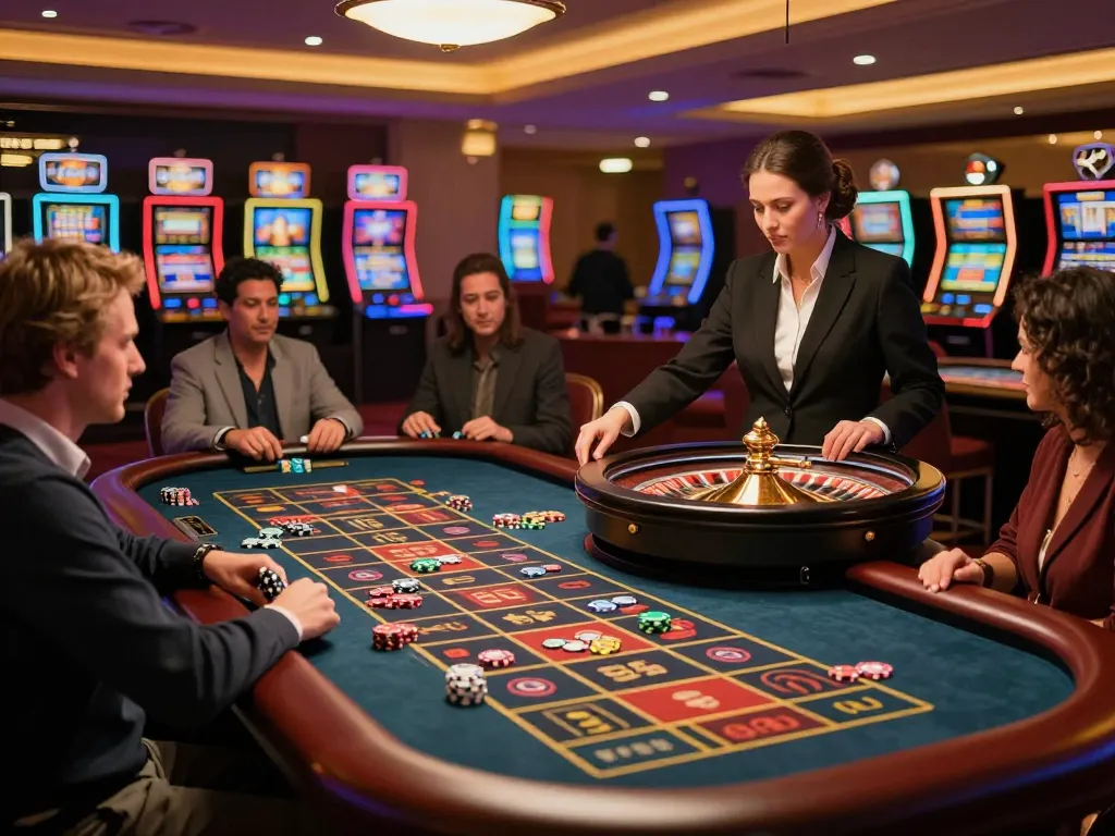 cm88-vn players enjoying a dynamic roulette game in an upscale casino setting with warm ambient lighting.