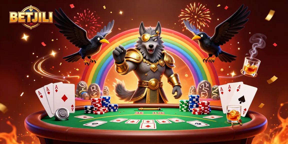 Experience thrilling online gaming with BETJILI's vibrant casino illustration featuring Odin and his companions.