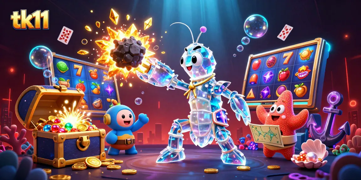 tk11 engaging cartoon illustration with slot reels and golden coins symbolizing online casino excitement