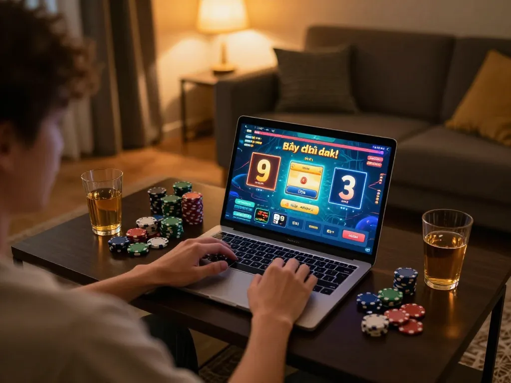 Engaging gameplay scene of game bài đổi thưởng on a laptop screen with winning notifications