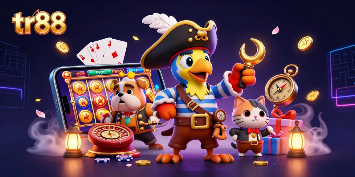 Experience exciting gameplay with tr88 as the pirate captain navigates colorful slot games.