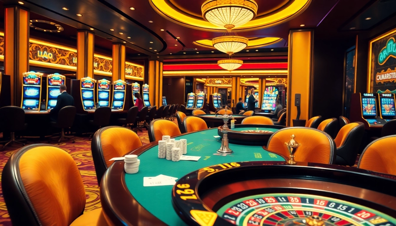 Experience luxury at f168 com with vibrant casino tables, poker chips, and roulette wheels thrilling players.