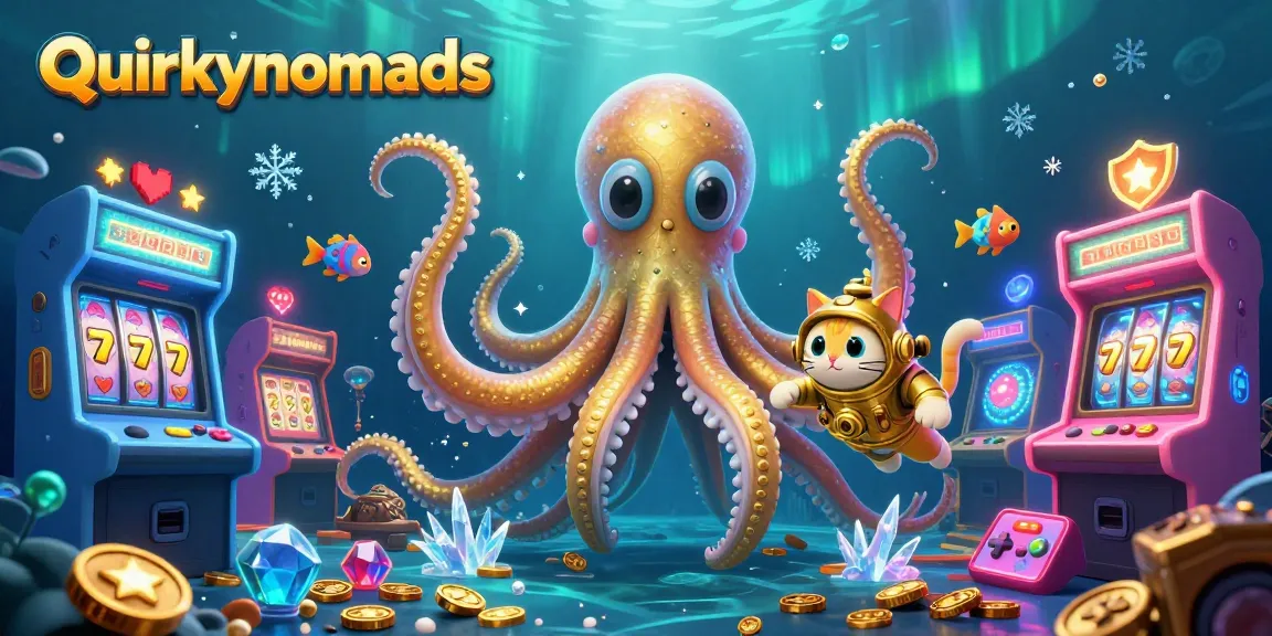 Play quirkynomads and capture winnings with a colossal kraken and vibrant arcade elements.