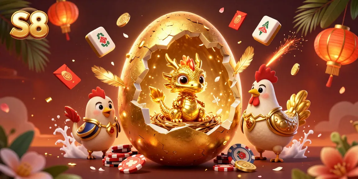 Engage with S8's dynamic casino scene featuring golden dragons and poker chips.