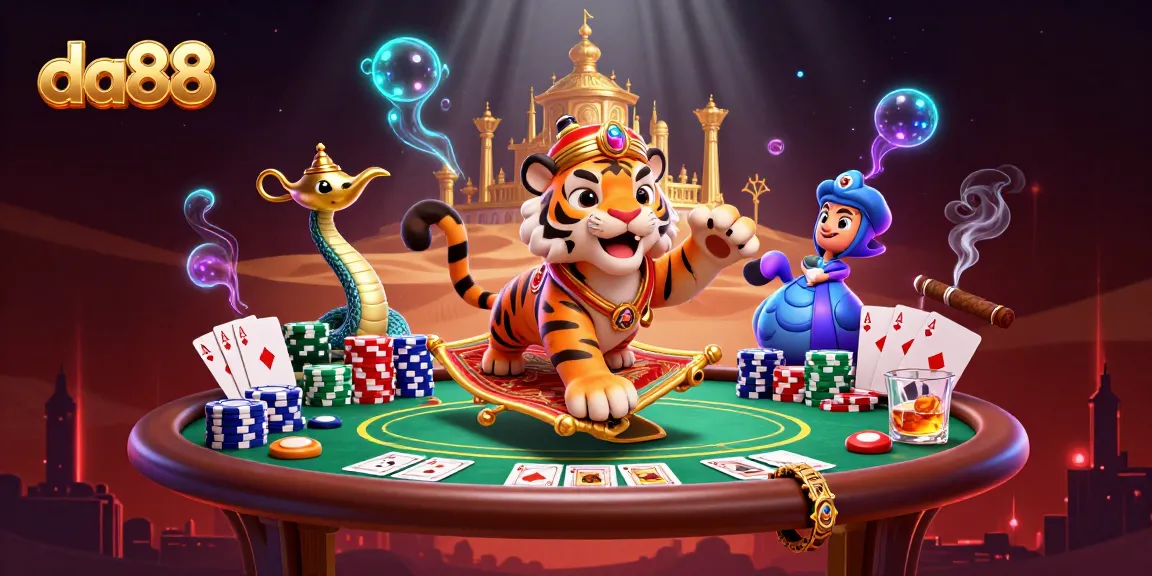 Engage in thrilling gameplay at da88, featuring vibrant poker elements and an Arabian Nights theme.
