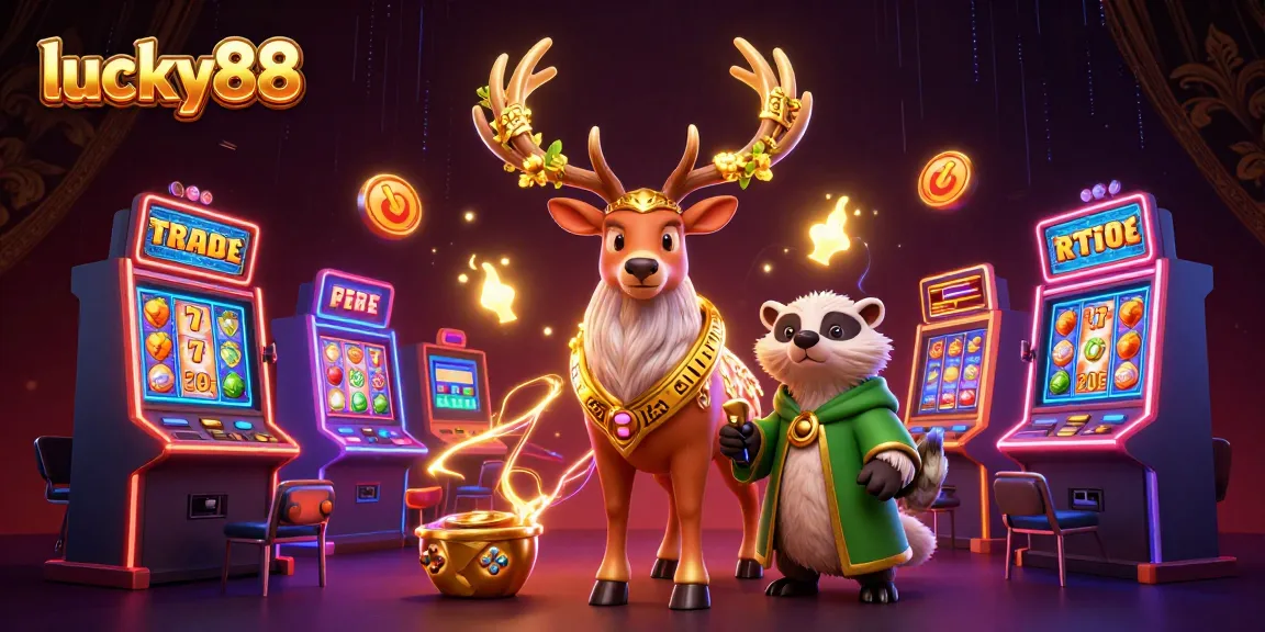 Engage with lucky88 slot gameplay featuring Celtic druid stag and wise badger amidst vibrant gaming elements.