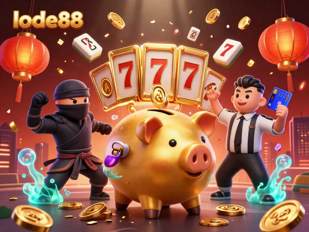 Bet on lode88 with thrilling wins and vibrant entertainment, featuring dynamic characters in a colorful casino scene.