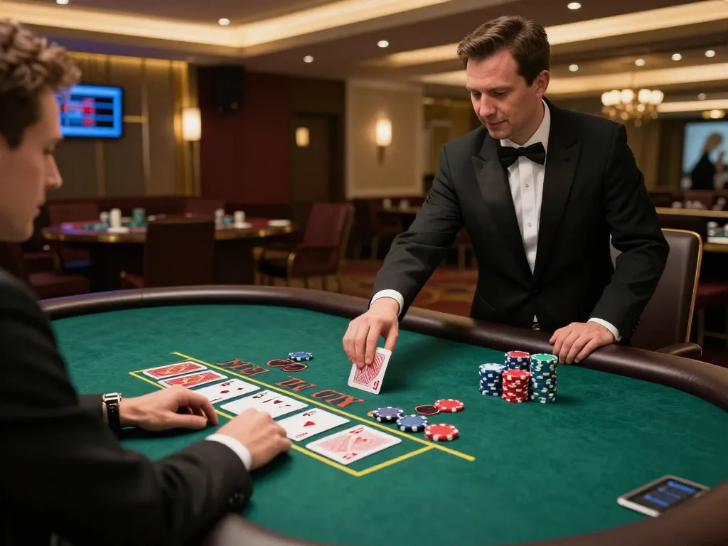 Engaging online gambling moment at dh88 with digital blackjack gameplay and vibrant dealer interaction
