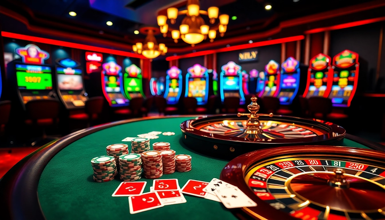 Engaging scene at a casino highlighting the excitement of gambling on https://cm88seo.com/ with poker chips and cards.