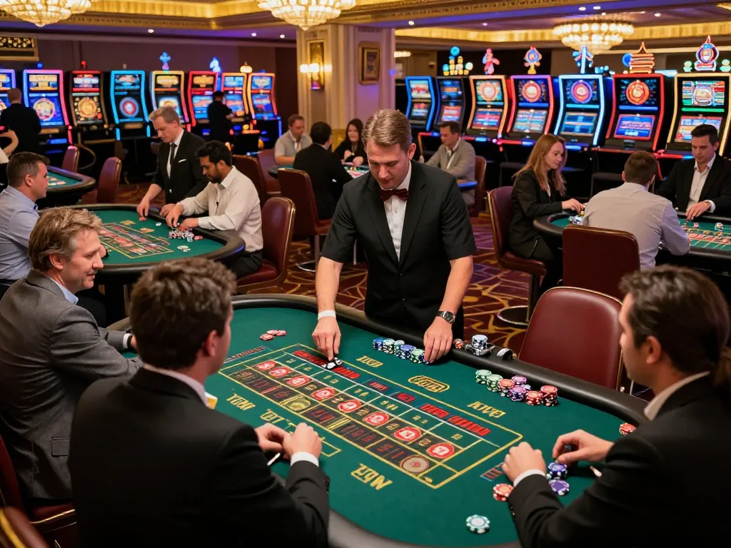 Experience lively gameplay at 壱発娛樂's casino floor with players actively betting at roulette tables