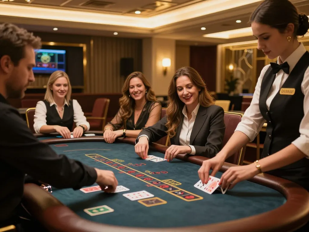 Players enjoying an exciting live dealer game at 88aa blackjack table in elegant casino setting.