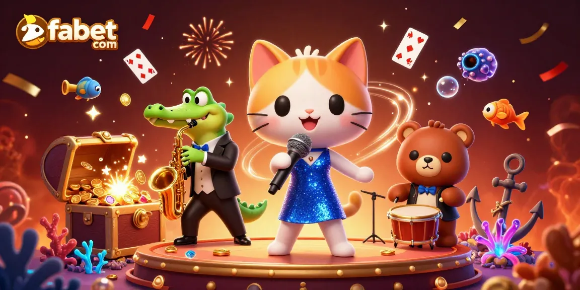 Join the excitement at fabet com as a lively jazz ensemble performs on a colorful casino stage.