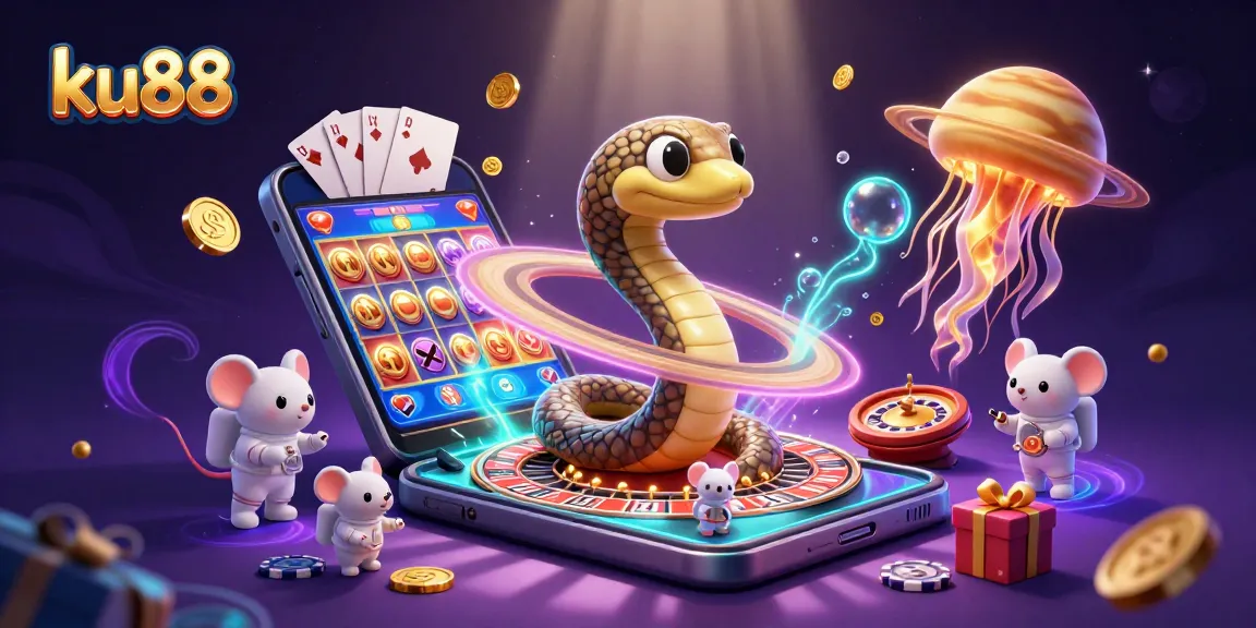 Engage in vibrant ku88 gaming action with astronaut mice betting on a cosmic roulette wheel.