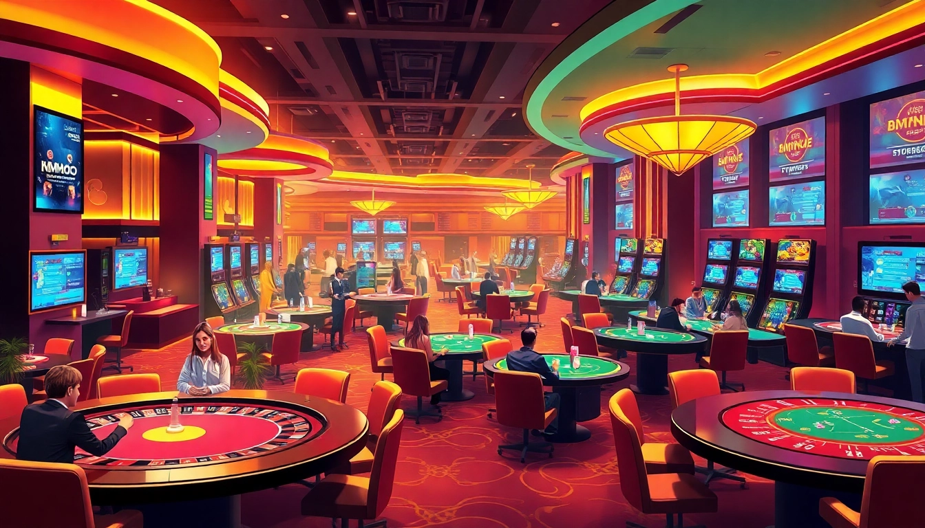 MMOO casino gaming scene showcasing excitement and engagement in a luxury environment.