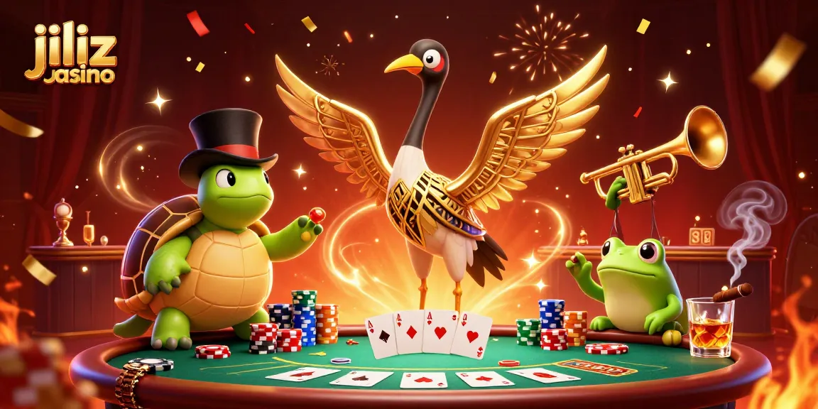 Join the excitement at Jiliz Casino with a vibrant 3D illustration showcasing players enjoying poker and celebrating.