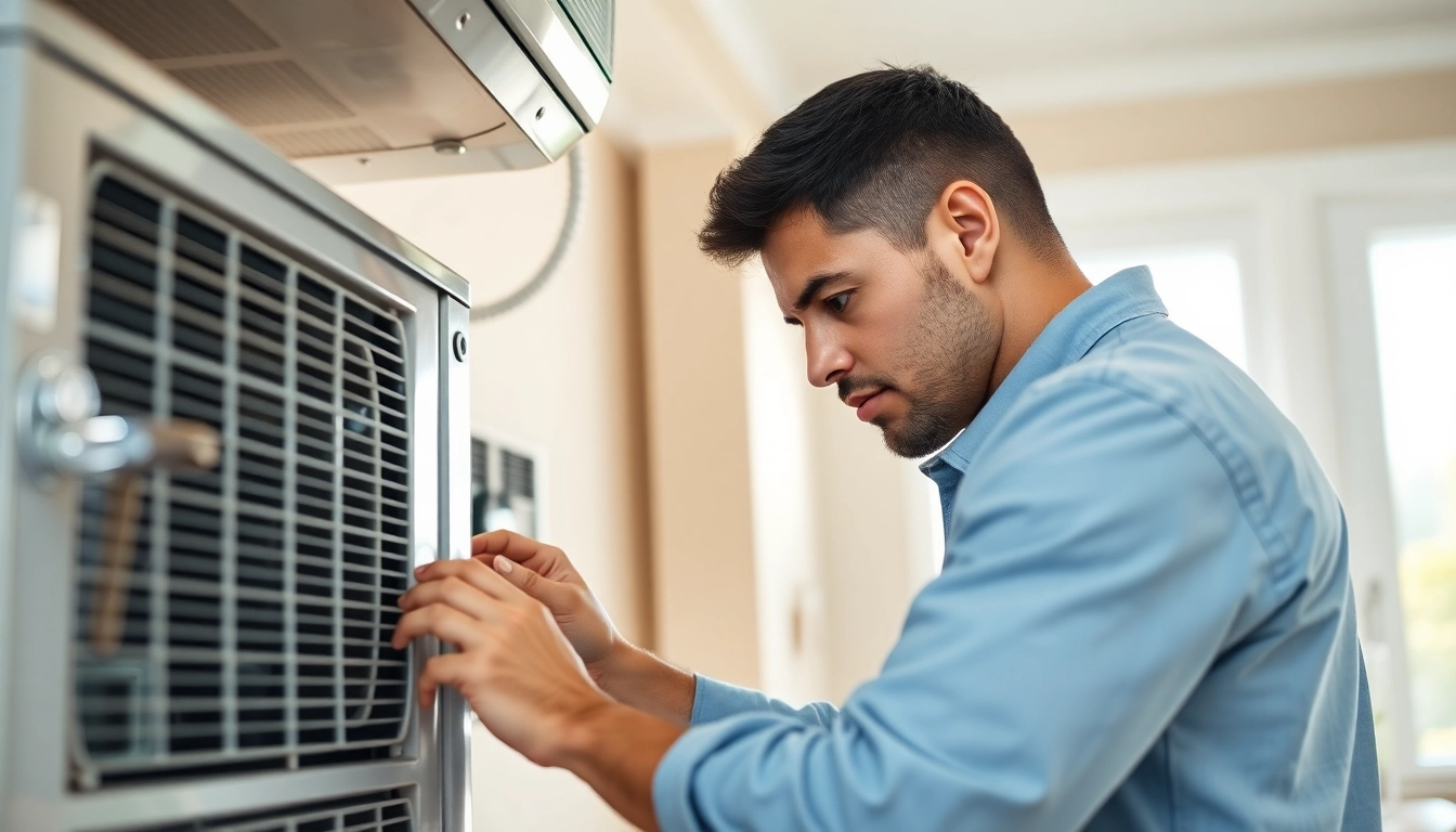 Expert performing AC Repair Tampa with focus on residential unit and tools.