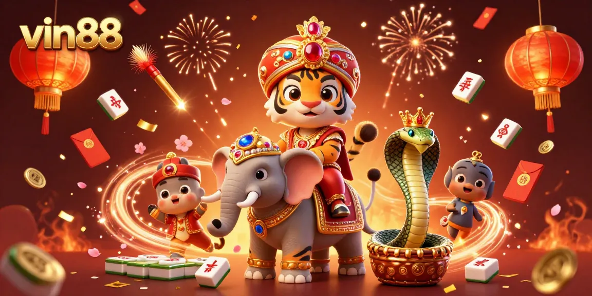 Spin and win with vin88 in this vibrant casino-themed illustration full of excitement.