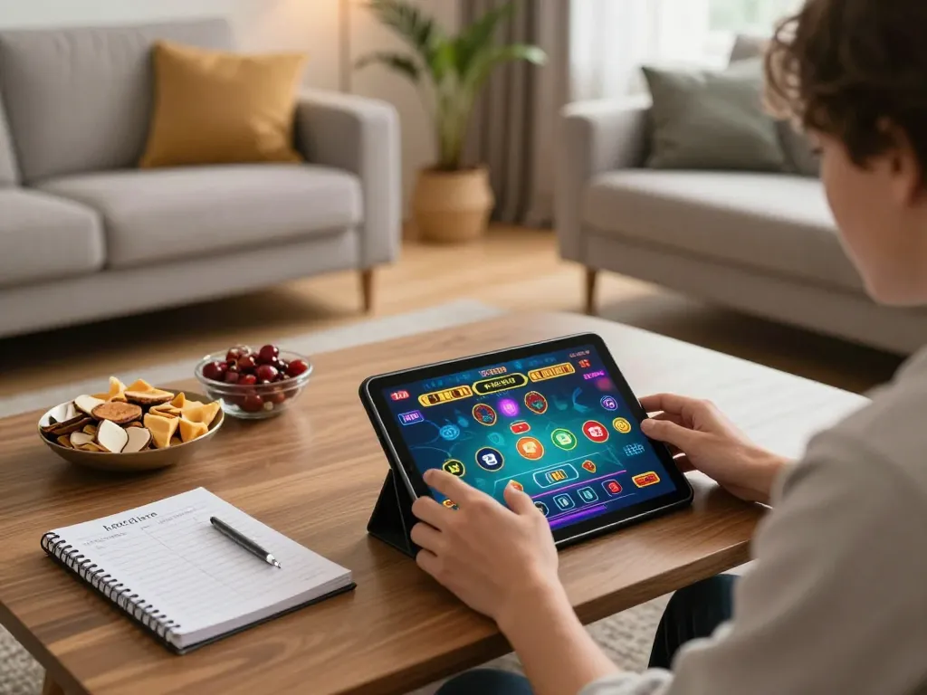 Engaging in online gaming at nhà cái gk88 with vibrant live dealer game interface in a cozy atmosphere.