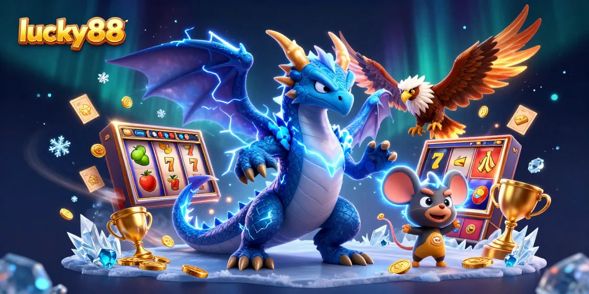 Experience exciting wins in lucky88, featuring vibrant slot reels and agile characters in action.